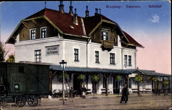 Postcard Bereschany Brzezany Ukraine, Bahnhof, Gleisseite