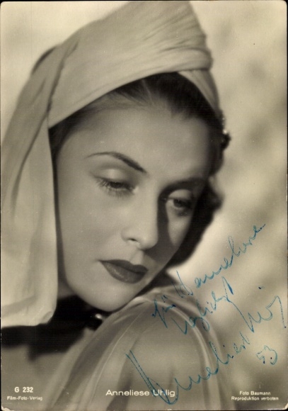 Postcard actress Anneliese Uhlig, portrait, photo Baumann, Film Photo Verlag G 232