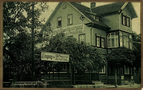 Ak Schnepfenthal Waltershausen in Thüringen, Hotel-Restaurant, Eingangsbereich, Architektur, schö
