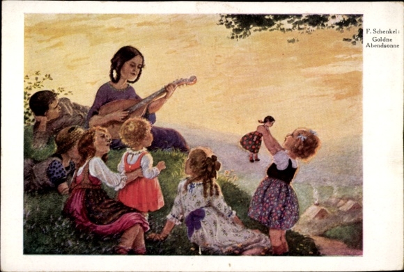 Artist Postcard Schenkel, Franziska, Golden Evening Sun