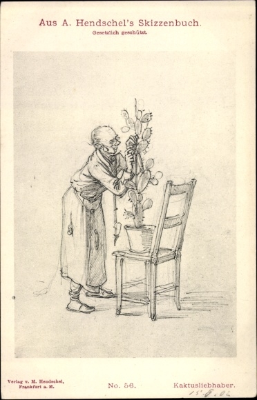 Kunstenaarskaart Hendschel, Albert, cactusliefhebbers