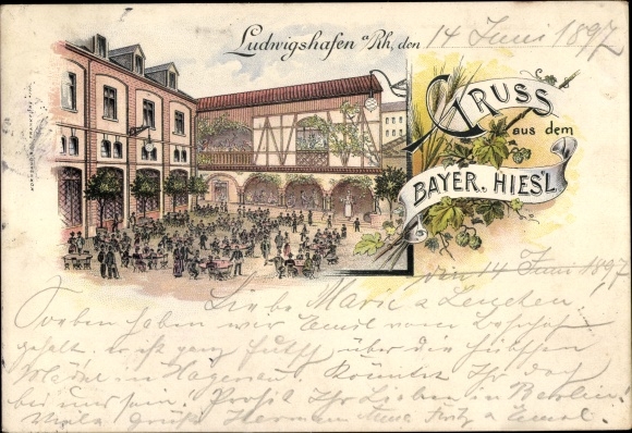 litho Ludwigshafen am Rhein, Bayer-restaurant. Hies'l