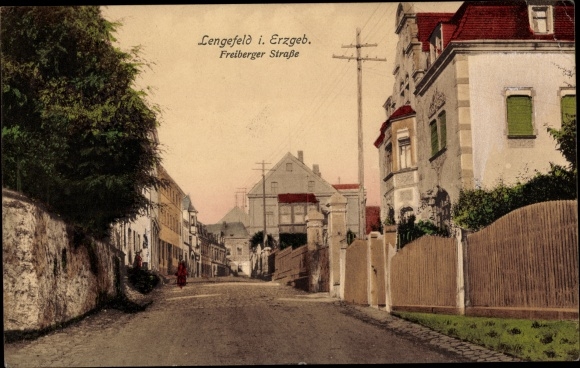 Ak Pockau Lengefeld im Erzgebirge Sachsen, Freiberger Straße