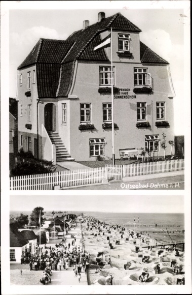 Postcard Baltic resort Dahme in Holstein, Pension Haus Sonnenschein, beach party