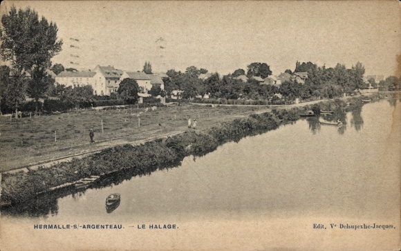 Postcard Hermalle sous Huy Engis Wallonia Liège, Le Halage