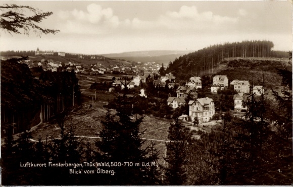 Postcard Finsterbergen Friedrichroda in the Thuringian Forest, climatic health resort of the Thuringian Forest, view from the Ölberg, Hä...