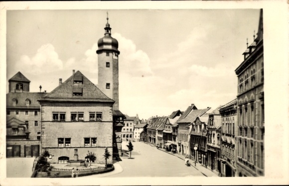 Postcard Werda im Vogtland, market, town hall