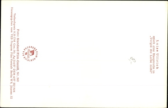 Postcard actress Luise Ullrich, don&#39;t forget love, portrait