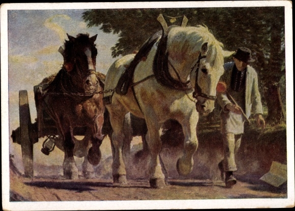Künstler Ak Junghanns, Jul. P., Berg an, Zugpferde, HDK 263