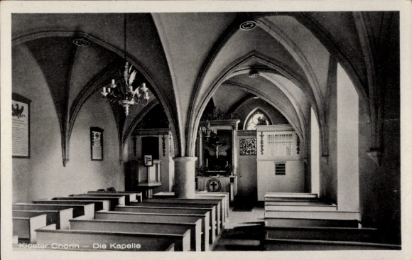 Postcard Chorin in der Mark, monastery interior view of the chapel, Gothic architecture