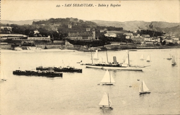 Postcard San Sebastian Basque Country, Bahia and Regattas