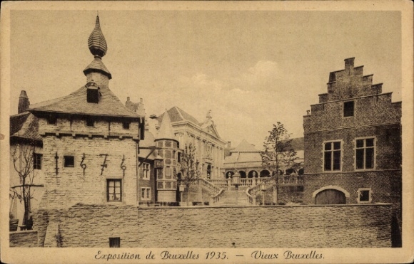 KP Bruxelles Bruksela, wystawa 1935, dom dwuspadowy, ściana