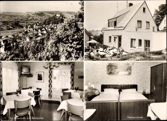 Postcard Westerburg in the Westerwald, panorama, pension to the castle hedge, guest rooms, dining room