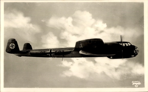 Postcard German Air Force, fighter aircraft Dornier Do 215, 25 C03