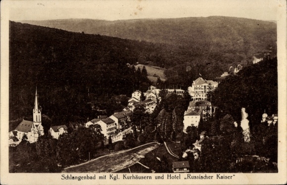 Postcard Schlangenbad, spa houses, Hotel Russischer Kaiser