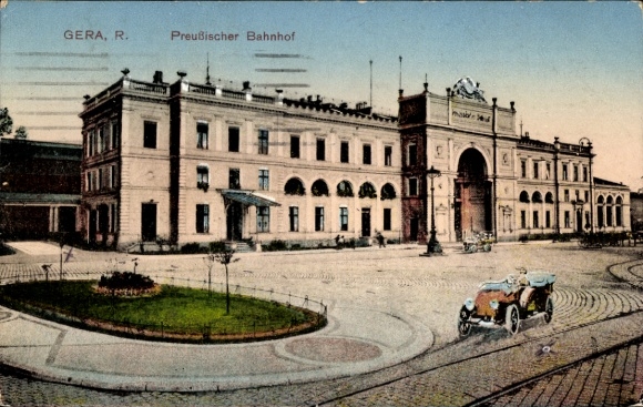 Postcard Reuß Gera in Thuringia, Prussian train station