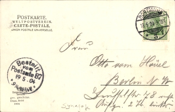 Judaika Postcard Dortmund in the Ruhr area, Old Synagogue