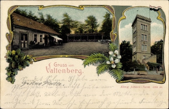 Chromo-Litho Neukirch in der Lausitz, Valtenberg, king Johann tower