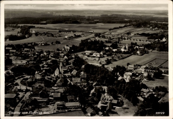 Ansichtkaart Gauting in Opper-Beieren, panorama, luchtfoto