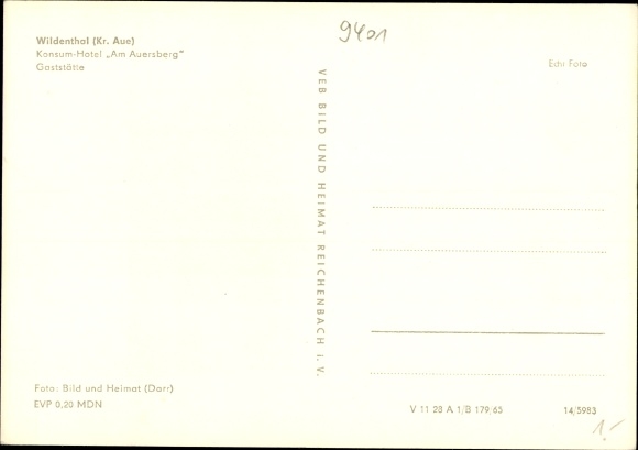 Postcard Wildenthal Eibenstock in the Ore Mountains, consumer hotel Am Auersberg, dining room