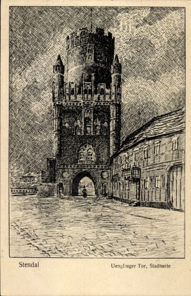 Künstler Ak Schmidt, Wilh., Stendal in der Altmark, Uenglinger Tor, Stadtseite