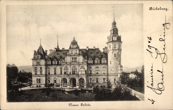 Postcard Bückeburg in the Schaumburg district, New Palace, historic building, detailed architecture...