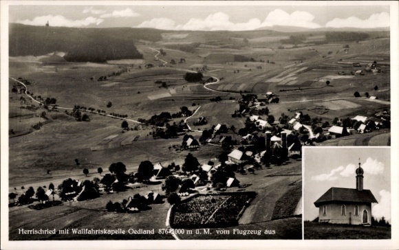 Ak Herrischried am Hotzenwald, Landschaftsaufnahme, Wallfahrtskapelle Oedland, Flugaufnahme
