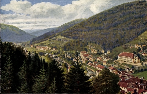 Artist Postcard Bad Wildbad in the Black Forest, Lower Town, WIRO No. 2744 B