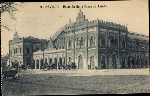 Postcard Sevilla Andalusien, Station of the Plaza de Armas
