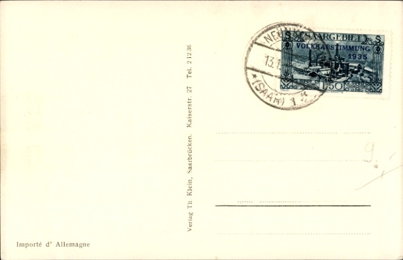 Postzegels Ak De Saar is vrij, referendum Saargebied 1935, de Saar is Duits