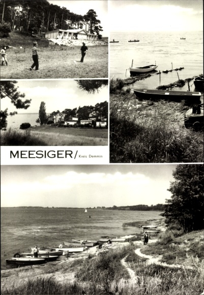 Postcard Meesiger in Mecklenburg Western Pomerania, view of Lake Kummerow, boats