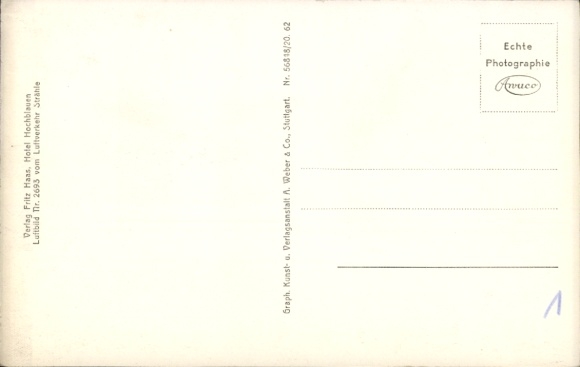 Postcard Badenweiler, aerial photograph, hotel, guesthouse Hochblauen