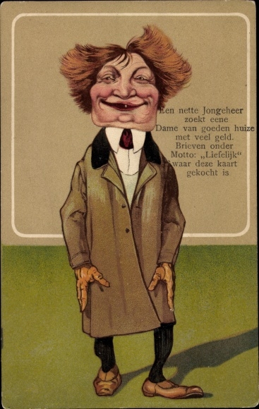 Embossed Chromo-Litho A decent young gentleman is looking for a lady of a good family