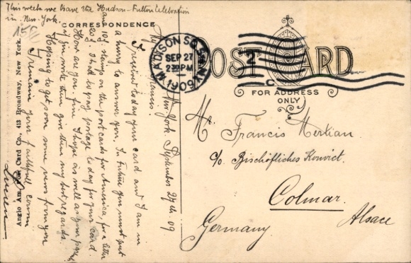 Artist Postcard Hudson landing from the Half Moon