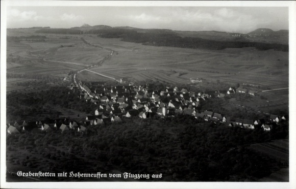 Postcard Grabenstetten in Baden Württemberg, aerial photograph