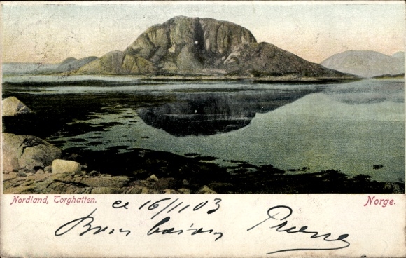 KP Brønnøysund Brønnøy Norwegia, Torghatten, Nordland, woda, góry, 1903
