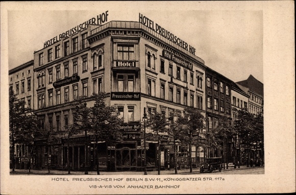 Postcard Berlin Kreuzberg, Hotel Preussischer Hof, Königgrätzer Strasse 117
