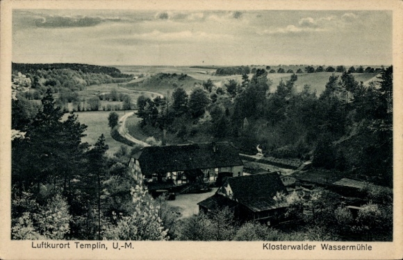 Ak Templin in der Uckermark, Landschaft mit Wassermühle, ländliche Szenerie, Templin