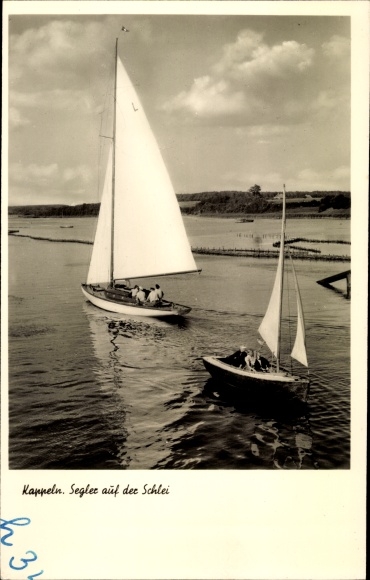 Ak Kappeln an der Schlei, Segler auf der Schlei, Das schöne Angeln, Nr. 194a