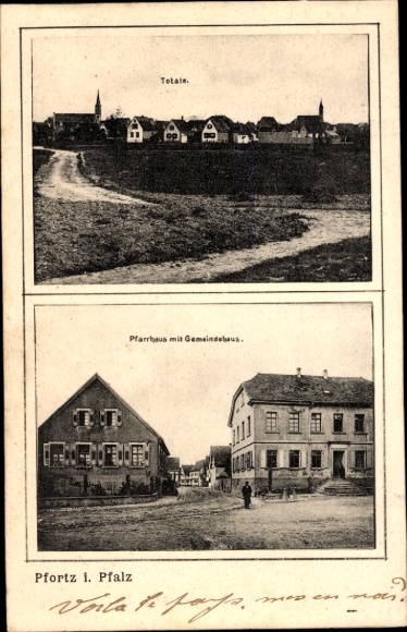 PC Pfortz Maximiliansau Wörth am Rhein, total view, rectory, community center