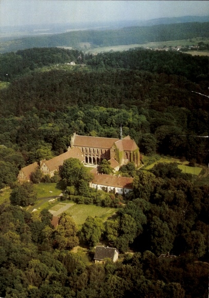 Postcard Chorin in der Mark, Chorin Monastery, aerial photograph