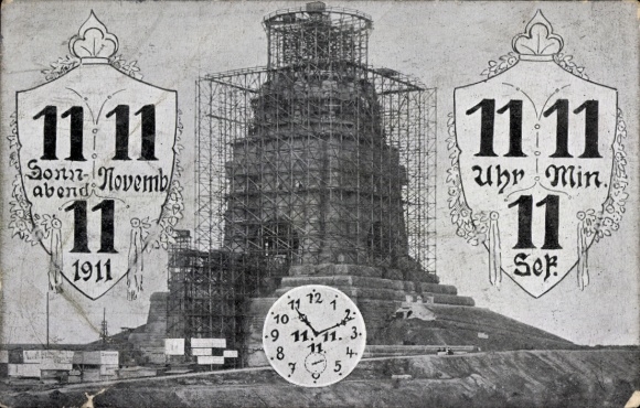 Leipzig PC, Battle of Nations Monument under construction, 11.11.1911, 11:11, date