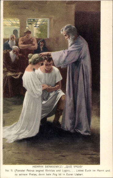 Artists Postcard Stachiewicz, Piotr, Henryk Sienkiewicz, Quo Vadis,Apostle Peter signed Vincius u. Lygia