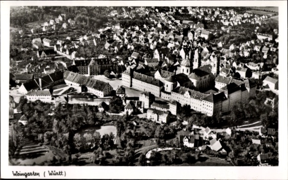 Postcard Weingarten in Württemberg, aerial photograph