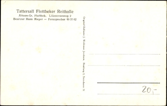 Postcard Hamburg Altona Groß Flottbek, Tattersall Flottbeker Riding Hall, Liliencronweg 2