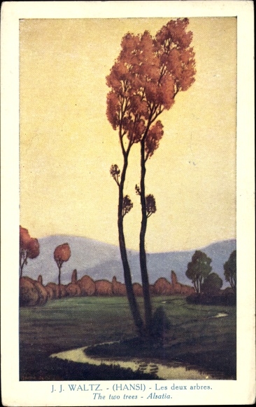 Artist PC Hansi, Jean Jacques Waltz, Alsace, Alsace, Les deux arbres, two trees