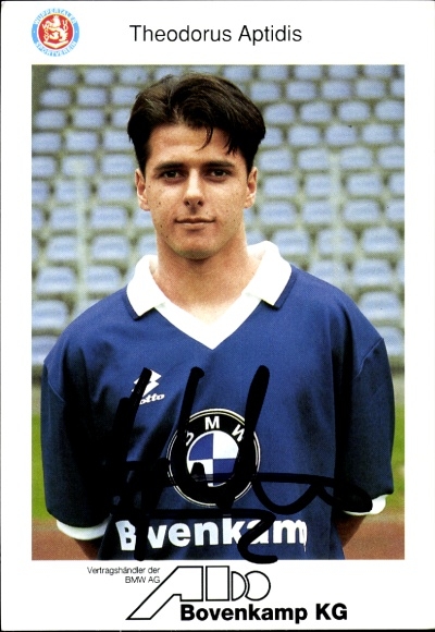 Autograph card footballer Theodorus Aptidis, Wuppertaler SV, autograph