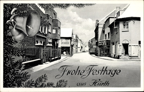 Ak Hürth bei Köln Rhein Erft Kreis, Glückwunsch Weihnachten, Straßenpartie, Papierhandlung