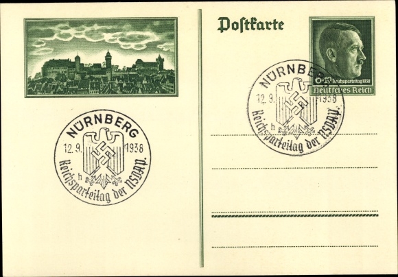 Ganzsachen Ak Nürnberg, Stadt der Reichsparteitage, Stadtansicht