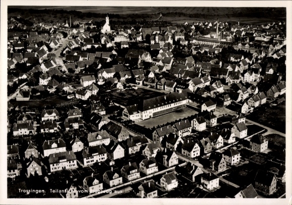 Postcard Trossingen auf der Baar, aerial photograph